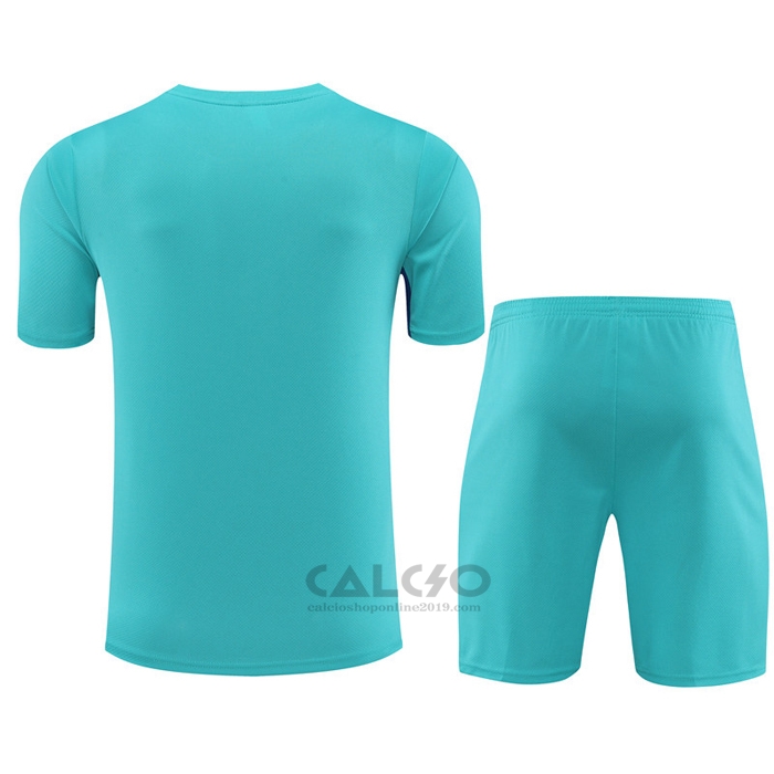 Tuta da Track FC Barcellona Manica Corta 2023-2024 Verde - Pantaloncini